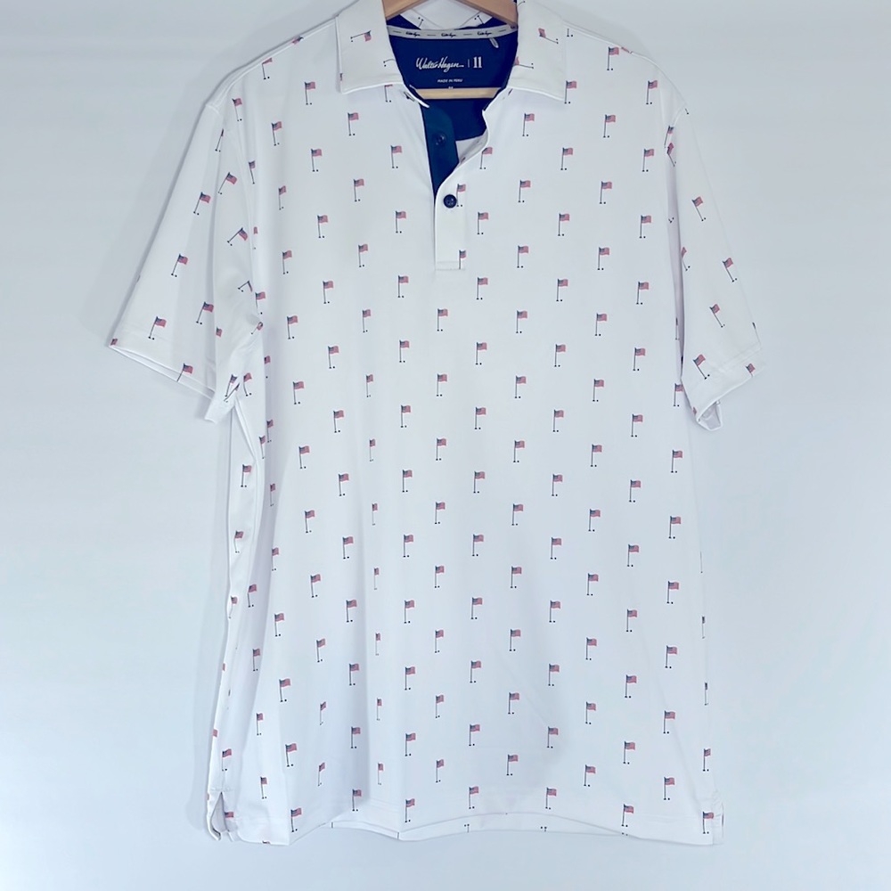 Walter Hagen Mens American Flag Golf Polo, M